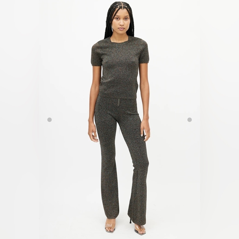 Sandro Women’s Pants 1 / US Small Glitter Metallic Front Zip Flared Leg Holiday